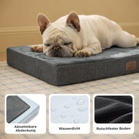 Bedsure Ortopédikus Kutyapárna 70x45cm Memóriahabos Szürke Mosható Kutyaágy - L 74 x B 46 x H 8 cm, darkgray 4