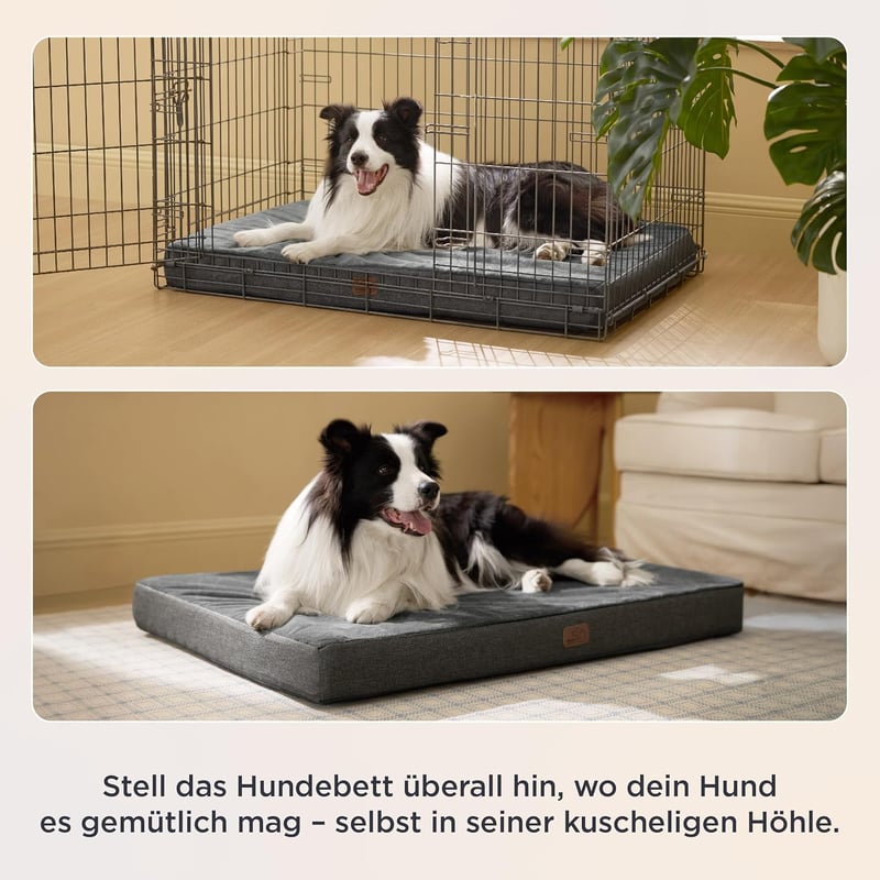 Bedsure Ortopédikus Kutyapárna 90x55cm Memóriahabos Szürke Mosható Kutyaágy