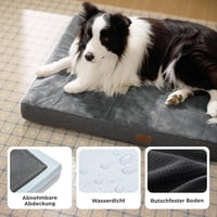 Bedsure Ortopédikus Kutyapárna 90x55cm Memóriahabos Szürke Mosható Kutyaágy 4