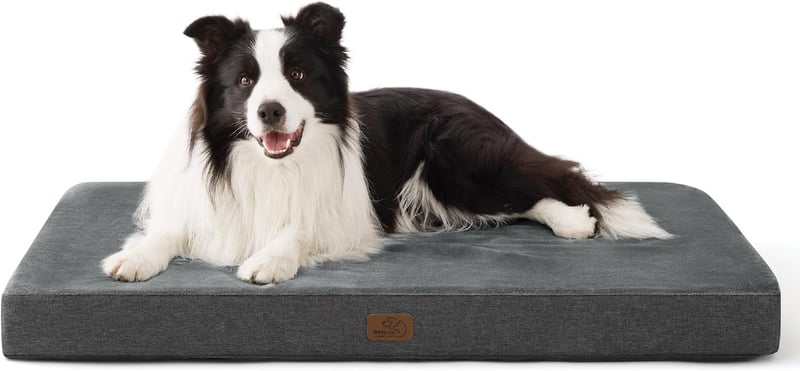 Bedsure Ortopédikus Kutyapárna 90x55cm Memóriahabos Szürke Mosható Kutyaágy