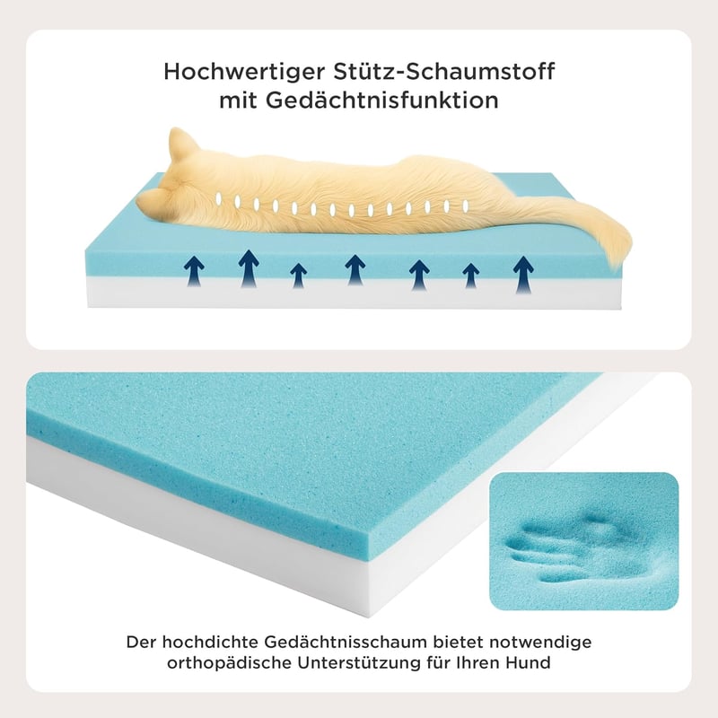 Bedsure Ortopédikus Kutyapárna 90x55cm Memóriahabos Szürke Mosható Kutyaágy