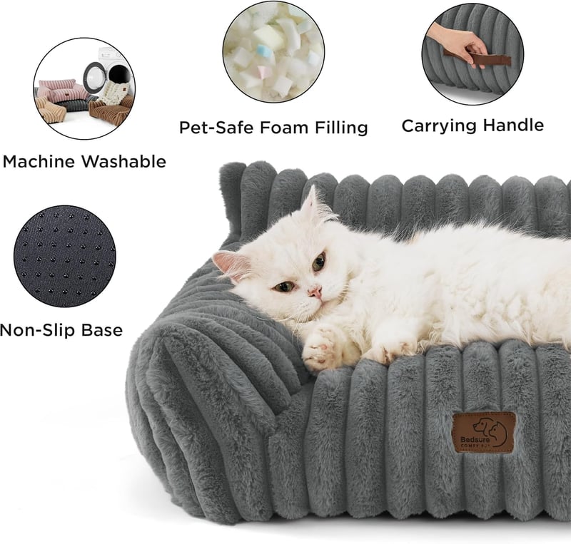 BEDSURE Ortopédikus Macskaagy 61x46cm, Mosható Puha Kisállat Ágy Kutyáknak