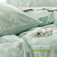 BEDSURE Pamut Ágynemű Szett 200x200 cm, Zöld Virágmintás Ágyneműhuzat Cipzárral, 3 Részes Garnitúra 2 Párnahuzattal 80x80 cm, Légáteresztő O 4