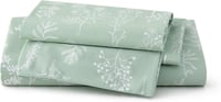 BEDSURE Pamut Ágynemű Szett 200x200 cm, Zöld Virágmintás Ágyneműhuzat Cipzárral, 3 Részes Garnitúra 2 Párnahuzattal 80x80 cm, Légáteresztő O 7