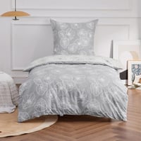 BEDSURE Pamut Ágyneműhuzat 135x200 cm Ginkgo Mintás Szürke 2 Részes Párnahuzattal 6