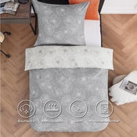 BEDSURE Pamut Ágyneműhuzat 135x200 cm Ginkgo Mintás Szürke 2 Részes Párnahuzattal 2