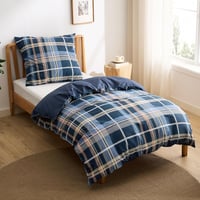 BEDSURE Pamut Ágyneműhuzat 135x200 cm Kék Kockás Mintával, 2 Részes Garnitúra Párnával 1