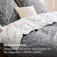 Bedsure Pamut Ágyneműhuzat 135x200 cm Szürke Gallyos Mintával 2 Részes Garnitúra 3