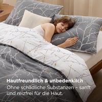 Bedsure Pamut Ágyneműhuzat 135x200 cm Szürke Gallyos Mintával 2 Részes Garnitúra 4