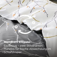 Bedsure Pamut Ágyneműhuzat 135x200 cm Szürke Gallyos Mintával 2 Részes Garnitúra 5