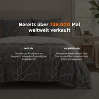 Bedsure Pamut Ágyneműhuzat 155x220 cm Szürke Gallyos Mintás 3 Részes Garnitúra 2