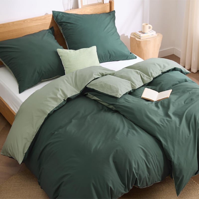 BEDSURE Pamučna posteljina 135x200 cm - kadulja zelena, 4-dijelni set, s 2 jastučnice 80x80 cm