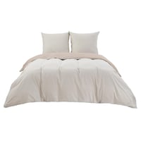Set Lenjerie de Pat din Bumbac BEDSURE 200x200 cm, Bej/Taupe, 3 piese, cu 2 fețe de pernă 80x80 cm 8
