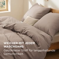 Bedsure pamučna posteljina 220x240 cm, kaki - set od 3 dijela s 2 jastučnice 80x80 cm, Oeko-TEX, s patentnim zatvaračem, prozračna 4