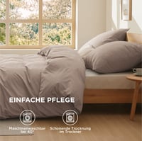 Bedsure pamučna posteljina 220x240 cm, kaki - set od 3 dijela s 2 jastučnice 80x80 cm, Oeko-TEX, s patentnim zatvaračem, prozračna 7