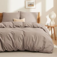 Bedsure pamučna posteljina 220x240 cm, kaki - set od 3 dijela s 2 jastučnice 80x80 cm, Oeko-TEX, s patentnim zatvaračem, prozračna 2