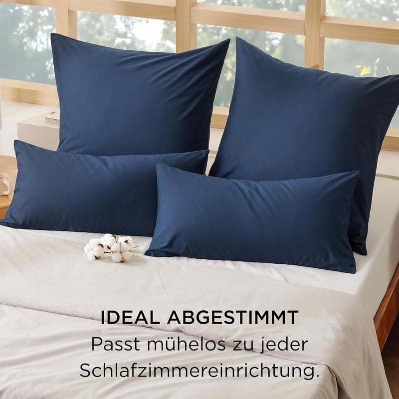 Bedsure Párnahuzat 40x40 cm 2 db Pamut Oeko-Tex Kék