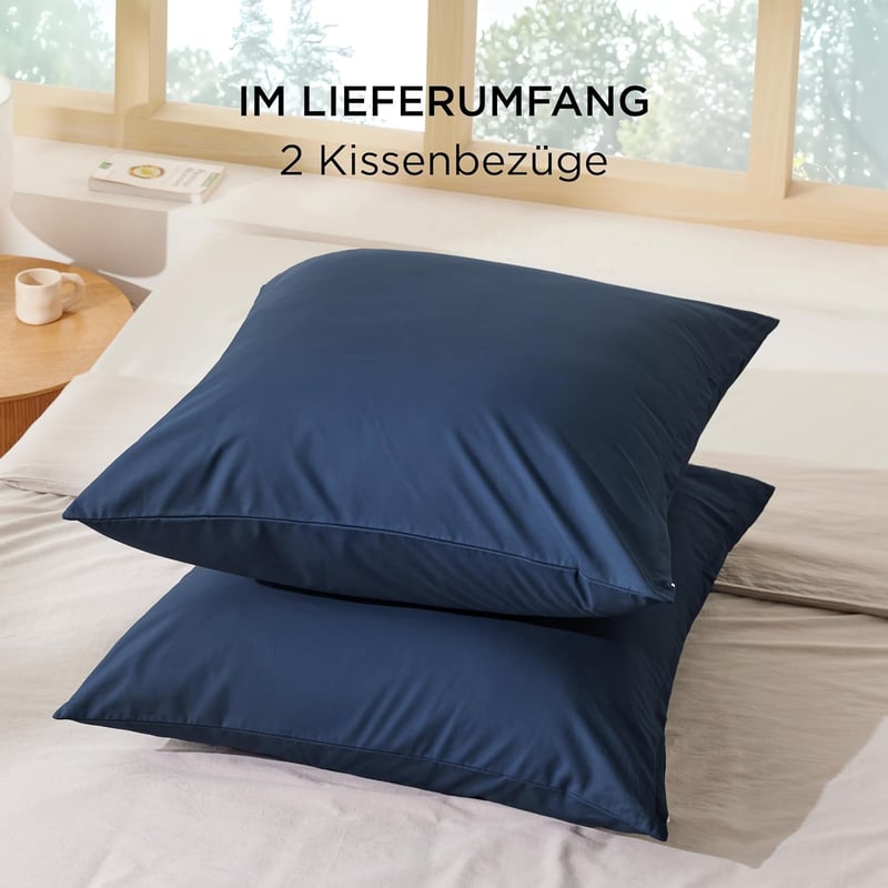 Bedsure Párnahuzat 40x40 cm 2 db Pamut Oeko-Tex Kék