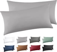 BEDSURE Párnahuzat 40x80 cm - 100% Pamut Cipzáras Díszpárna Huzat, Légáteresztő, Puha, Tartós, Világosszürke, Oeko-Tex Tanúsítvánnyal 1