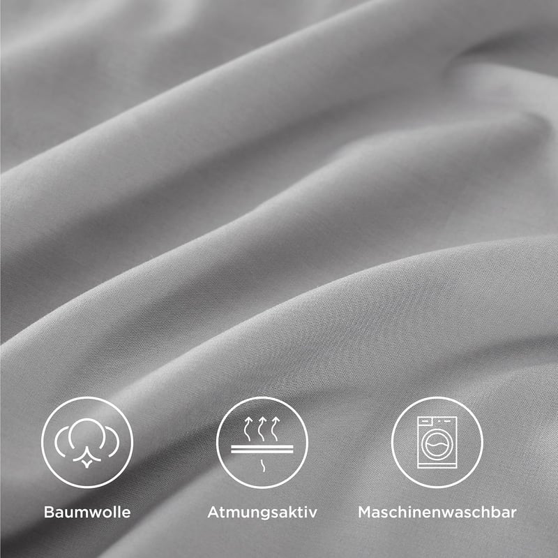 BEDSURE Párnahuzat 40x80 cm - 100% Pamut Cipzáras Díszpárna Huzat, Légáteresztő, Puha, Tartós, Világosszürke, Oeko-Tex Tanúsítvánnyal