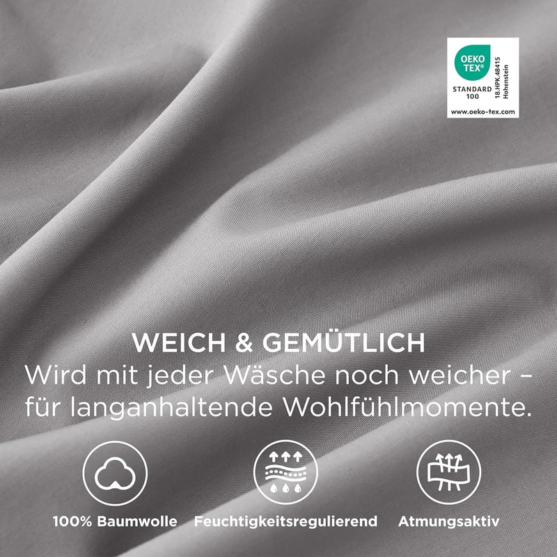 BEDSURE Párnahuzat 40x80 cm - 100% Pamut Cipzáras Díszpárna Huzat, Légáteresztő, Puha, Tartós, Világosszürke, Oeko-Tex Tanúsítvánnyal