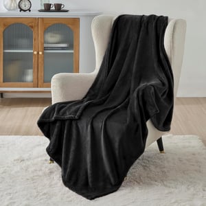 BEDSURE plišana flis deka - crna - 130x150 cm