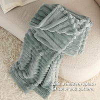 BEDSURE Puha Bolyhos Takaró - Zöld Polár Pléd Kanapéra, Meleg Vastag Kord Ágytakaró Nappali Dekorációhoz, Modern Stílusú Puha Takaró, 150 x  - 150 x 200 cm, 09-green 5