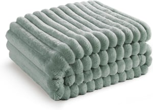 Bedsure rebrasta fleece deka - zelena - 130x170 cm