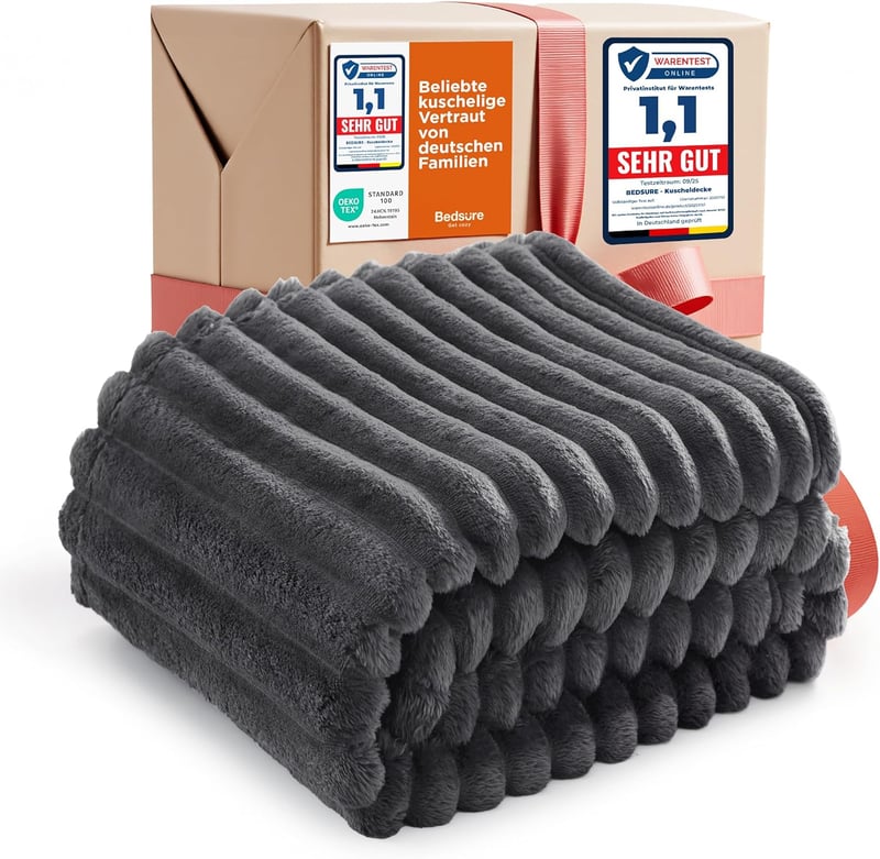 BEDSURE Puha Flanel Takaró 150x200cm Sötétszürke Kanapé és Ágy Pléd