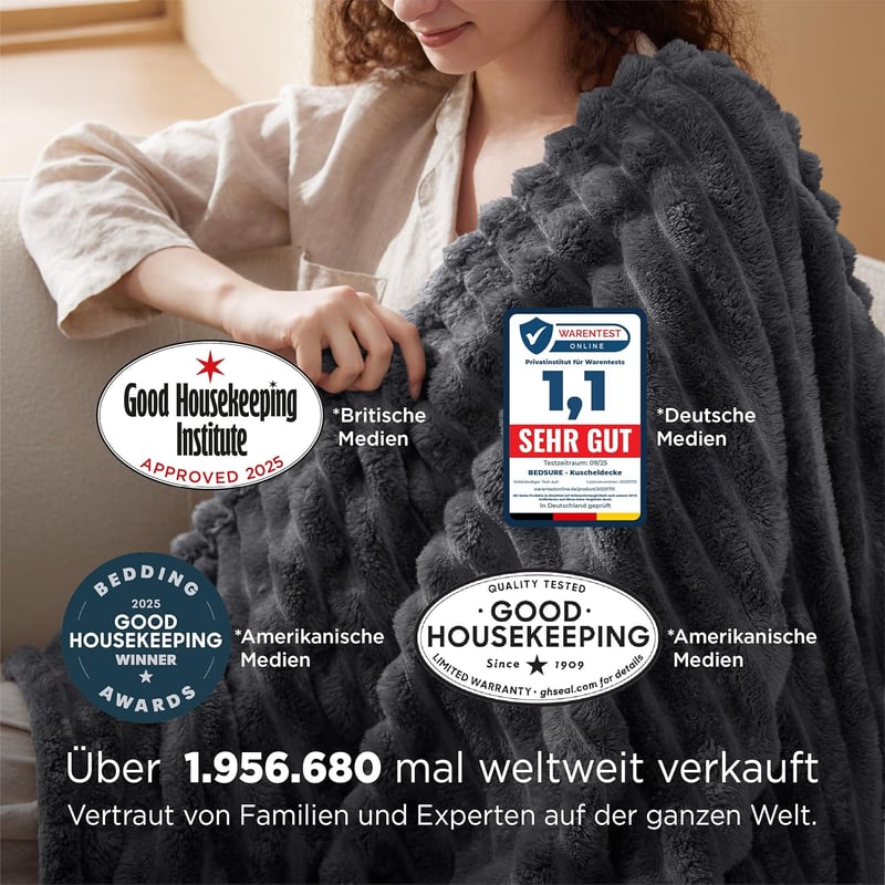 BEDSURE Puha Flanel Takaró 150x200cm Sötétszürke Kanapé és Ágy Pléd