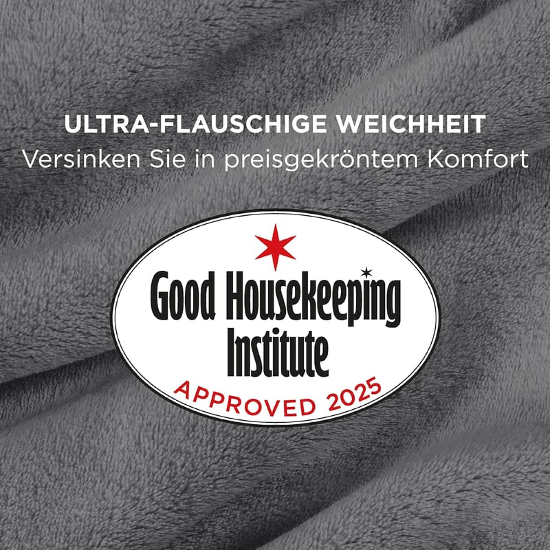 BEDSURE Puha Fleece Takaró 130x150 cm, Meleg Téli Pléd Kanapéra és Gyerekeknek, Szürke - 130 x 150 cm, Gray