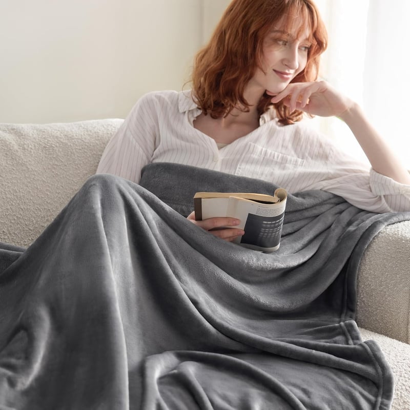 BEDSURE Puha Fleece Takaró 130x150 cm, Meleg Téli Pléd Kanapéra és Gyerekeknek, Szürke - 130 x 150 cm, Gray