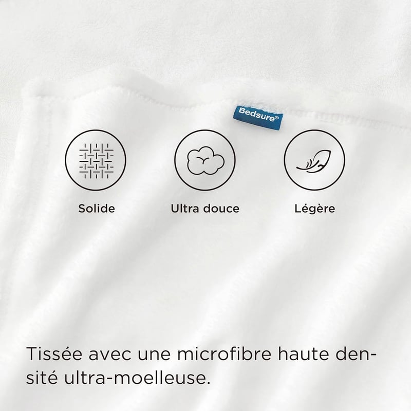 BEDSURE Puha Fleece Takaró 150x200 cm, Meleg Téli Pléd Kanapéra, Fehér