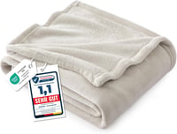 BEDSURE Puha Fleece Takaró 150x200 cm, Meleg Téli Pléd Kanapéra, Bézs 1