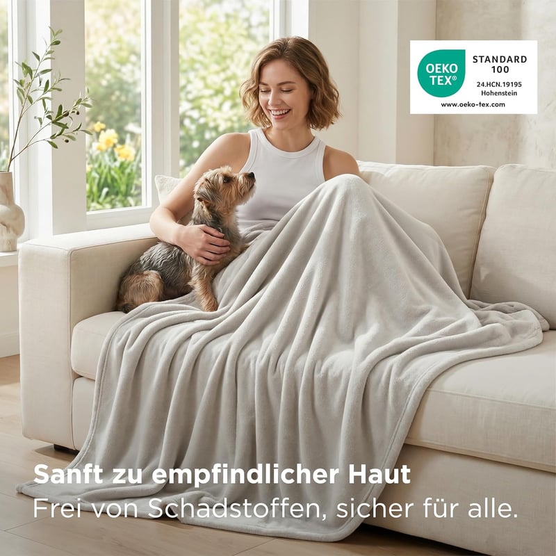 BEDSURE Puha Fleece Takaró 150x200 cm, Meleg Téli Pléd Kanapéra, Bézs
