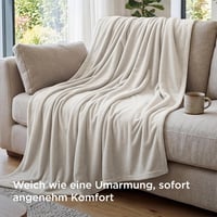 BEDSURE Puha Fleece Takaró 150x200 cm, Meleg Téli Pléd Kanapéra, Bézs 3