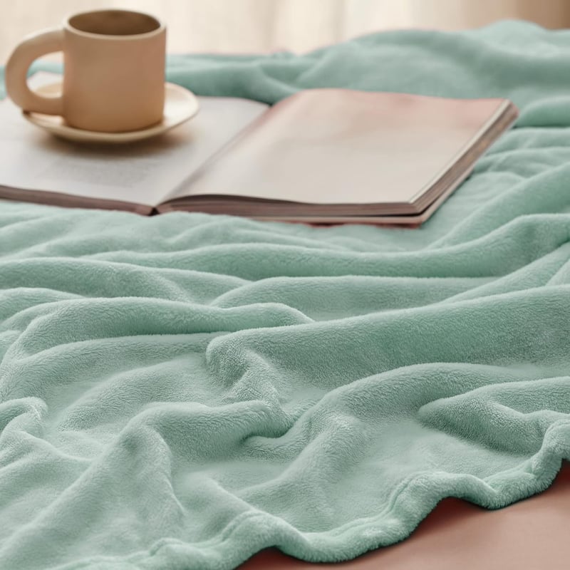 BEDSURE Puha Fleece Takaró 150x200 cm, Meleg Téli Pléd Kanapéra, Zöld