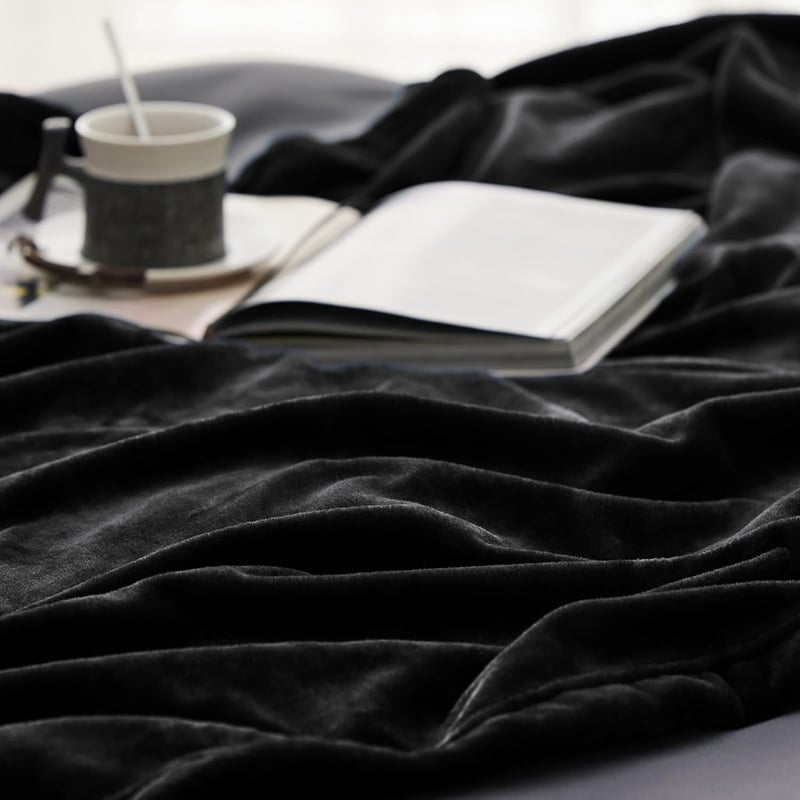 BEDSURE Puha Fleece Takaró 150x200 cm, Meleg Téli Pléd Kanapéra, Fekete