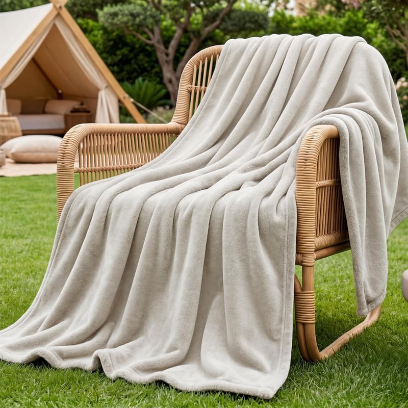 BEDSURE Puha Fleece Takaró 150x200 cm, Meleg Téli Pléd Kanapéra, Bézs