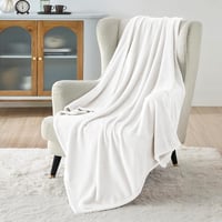 BEDSURE Puha Fleece Takaró 150x200 cm, Meleg Téli Pléd Kanapéra, Fehér 2