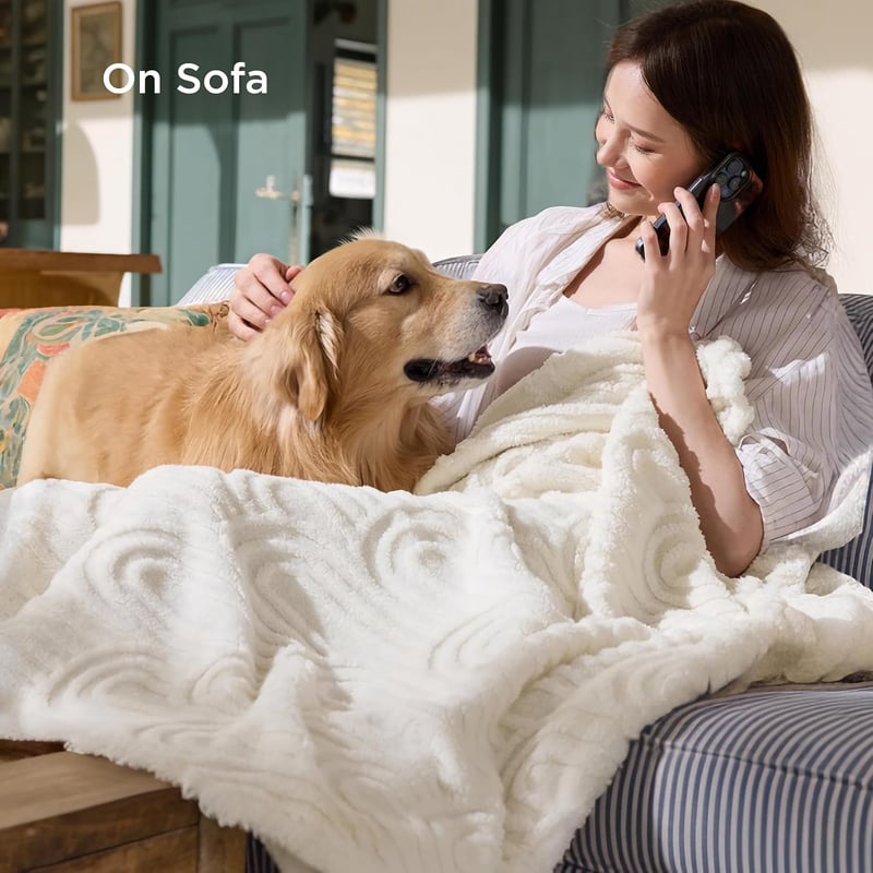 BEDSURE Puha Fleece Takaró Kanapéra 150x200 cm Krém Fehér