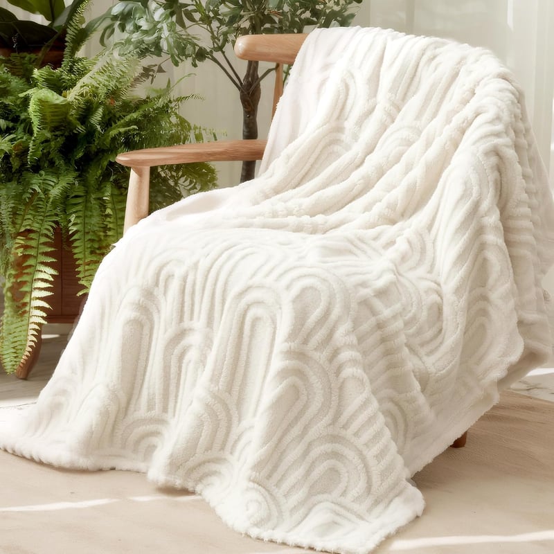 BEDSURE Puha Fleece Takaró Kanapéra 150x200 cm Krém Fehér