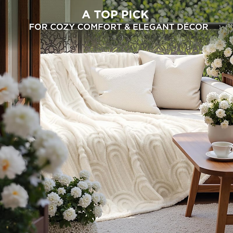 BEDSURE Puha Fleece Takaró Kanapéra 150x200 cm Krém Fehér