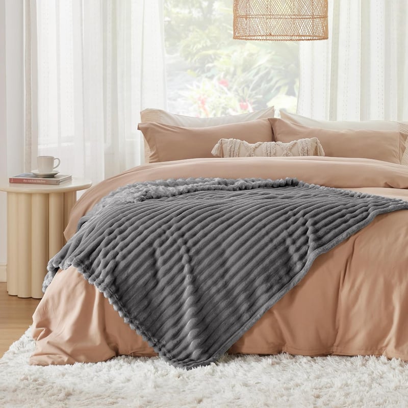 BEDSURE Puha Gyapjú Takaró 130x170cm Szürke Kanapé és Ágy Pléd