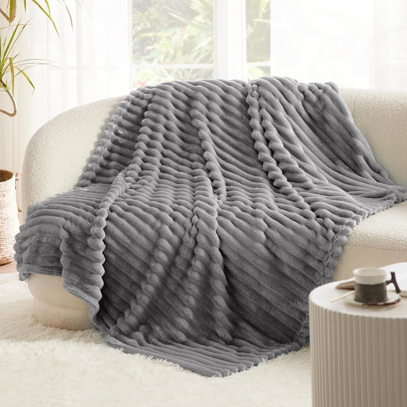 BEDSURE Puha Gyapjú Takaró 130x170cm Szürke Kanapé és Ágy Pléd
