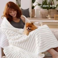 BEDSURE Puha Gyapjú Takaró - Meleg Polár Pléd Kanapéra, Bolyhos Kötött Ágytakaró, Kényelmes Dekorációs Pléd Nappaliba, Gyapjúfehér, 130x170  4