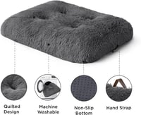 BEDSURE Puha kutyafekhely nagytestű és extra nagy kutyáknak 119x74x8 cm sötétszürke, mosható, csúszásgátló alj 5