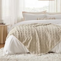 BEDSURE Puha Polár Takaró Kockás Mintával, Meleg Bézs Pléd Kanapéra és Ágyra, Kényelmes Mikroszálas Ágytakaró, 150x200 cm 6