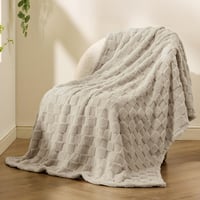 BEDSURE Puha Polár Takaró Kockás Mintával, Meleg Bézs Pléd Kanapéra és Ágyra, Kényelmes Mikroszálas Ágytakaró, 150x200 cm 7