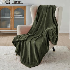 BEDSURE Meka Flanel deka Maslinasto zelena - Topla Zimska deka za Kauč, Djecu, 130x150 cm, Periva u perilici rublja, Poliester